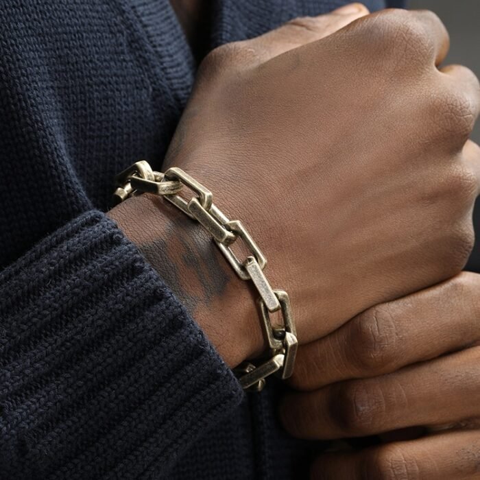 European And American Hip-hop Street Thick Antique Bronze Titanium Steel Bracelet