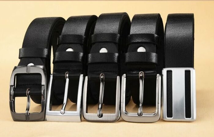 Men's Smooth Buckle Belt Fashion Business Belt Belt Two Layers Leather Belt