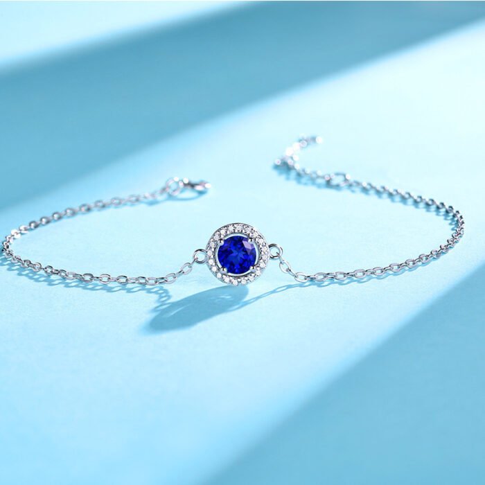 S925 Silver Inlaid Sapphire Women's Bracelet